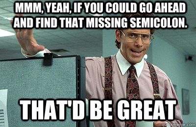 find semicolon in code